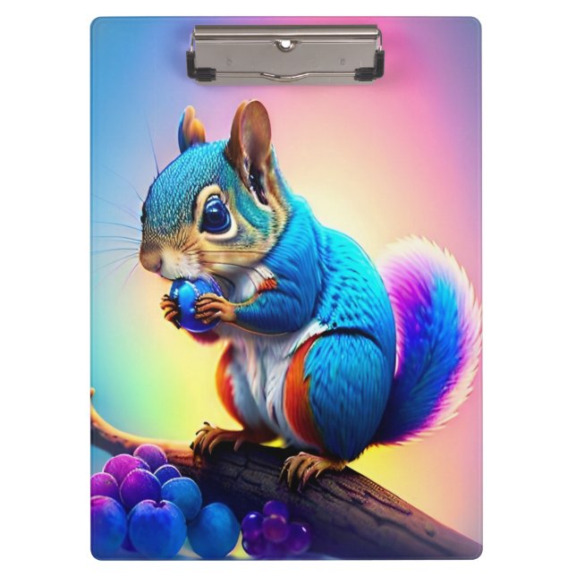 Porte-bloc Écureuil Bleu Mangeant Un Fruit-323232 (Devant)