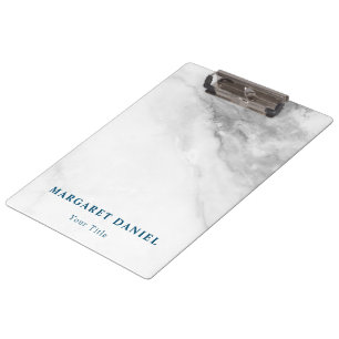 Porte-bloc Élégance Classique Personnaliser Nom Marbre Blanc