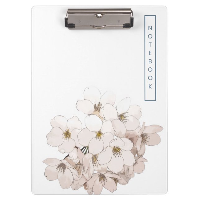 Porte-bloc Élégant aquarelle florale blanche  (Devant)