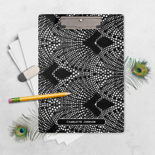 Porte-bloc Elégant Art Déco Antracite Retro Peacock Motif
