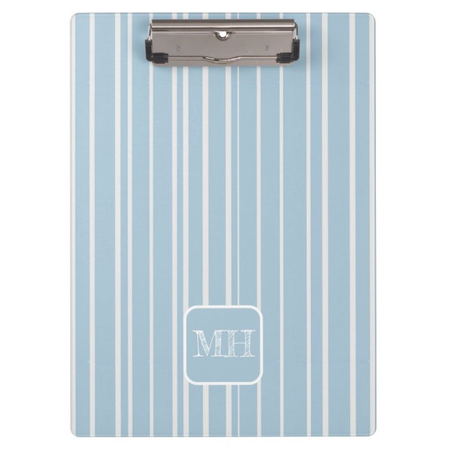 Porte-bloc Élégant bébé bleu rayé monogrammed (Devant)