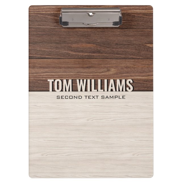 Porte-bloc Elégant Brown Bois Texture Style Moderne Monogramm (Devant)