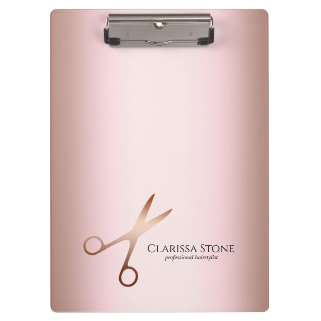 Porte-bloc Elégant ciseaux d'or rose moderne coiffeur (Devant)