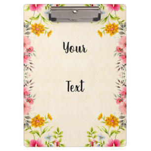 Porte-bloc élégant design floral vintage avec votre texte