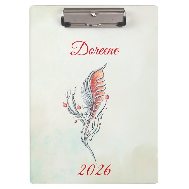 Porte-bloc Elegant Feather Floral Watercolour  clipboard  (Devant)