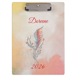 Porte-bloc Elegant Feather Floral Watercolour  clipboard 