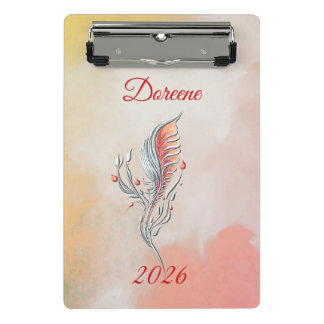 Porte-bloc Elegant Feather Floral Watercolour mini clipboard 