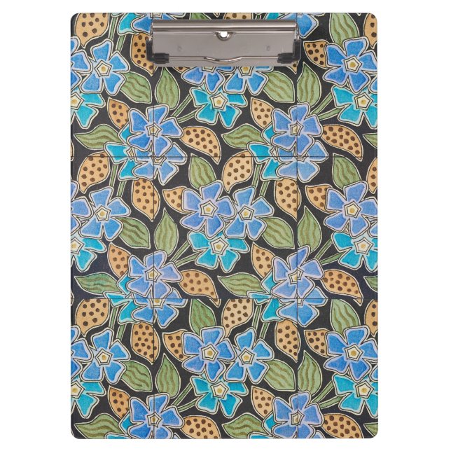 Porte-bloc Élégant Fleur Bleu Périwinkle Floral Classic (Devant)