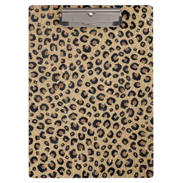 Porte-bloc Elegant Gold Glitter Black Leopard (Devant)