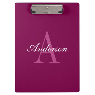 Porte-bloc Élégant Magenta Rouge, rose & blanc Nom & Monogram
