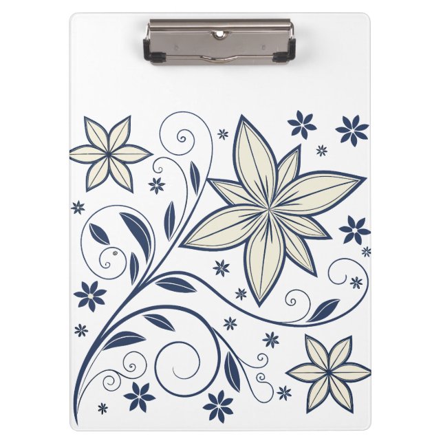 Porte-bloc Élégant modèle floral bleu marine | (Devant)