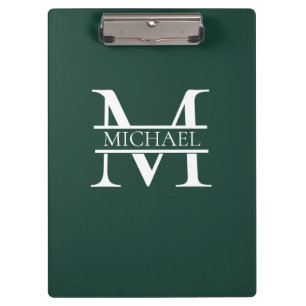 Porte-bloc Élégant Monogramme et nom Emerald Green Personnali