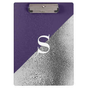 Porte-bloc Élégant monogramme personnalisé métallisé violet a