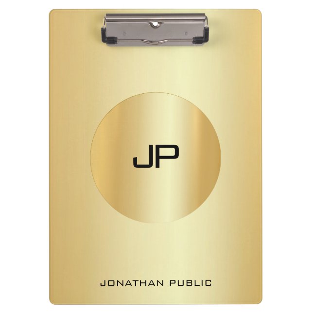 Porte-bloc Élégant Monogramme sur mesure Or glamour (Devant)