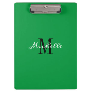 Porte-bloc Élégant Monogramme Vert Blanc Personnalisé