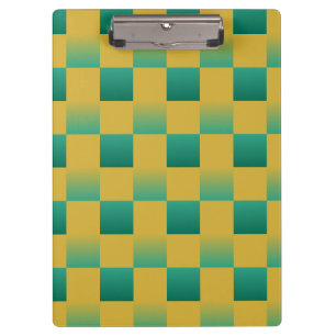Porte-bloc Élégant motif à damiers en vert et or