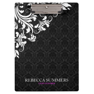 Porte-bloc Elégant noir dentelle blanche Damas