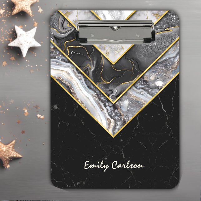 Porte-bloc Elégant noir gris unique géométrique (Créateur téléchargé)