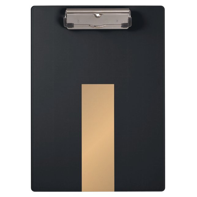 Porte-bloc Élégant noir moderne Faux Gold Stripe Monogramme (Devant)