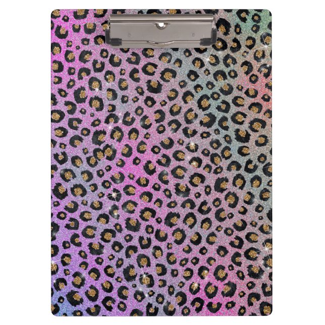 Porte-bloc Elegant Pink Blue Gold Glitter Black Leopard (Devant)