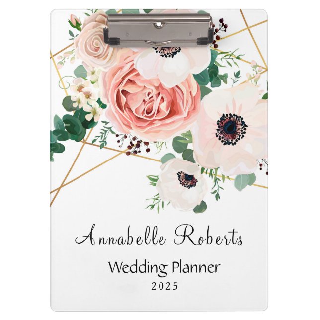 Porte-bloc Elégant rose Aquarelle Fleurs Personnaliser (Devant)
