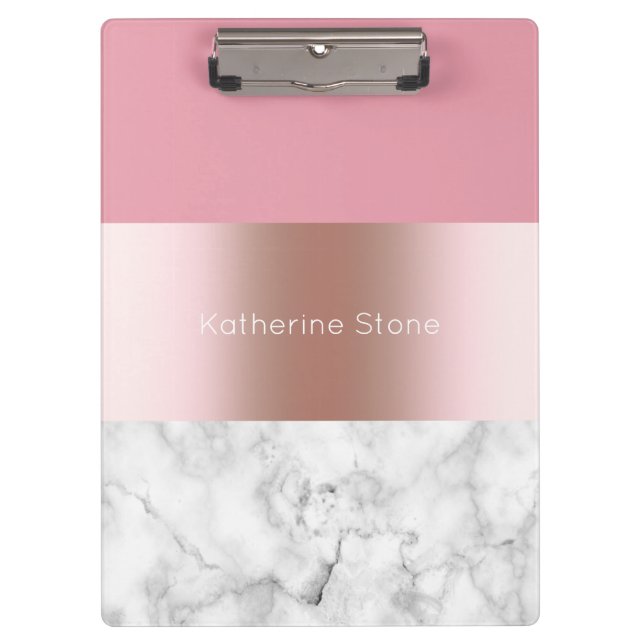 Porte-bloc Elégant rose chick moderne doré rose marbre (Devant)