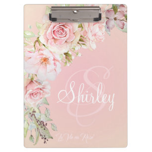 Porte-bloc Élégant Rose d'aquarelle rose monogramme