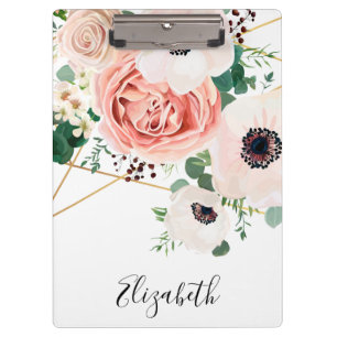 Porte-bloc Elégant rose Fleurs Florales Aquarelle Personnalis