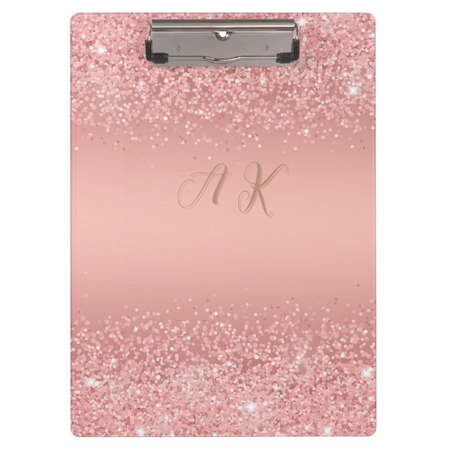 Porte-bloc Elegant Rose Gold Luxe Shimmer Monogram  (Devant)