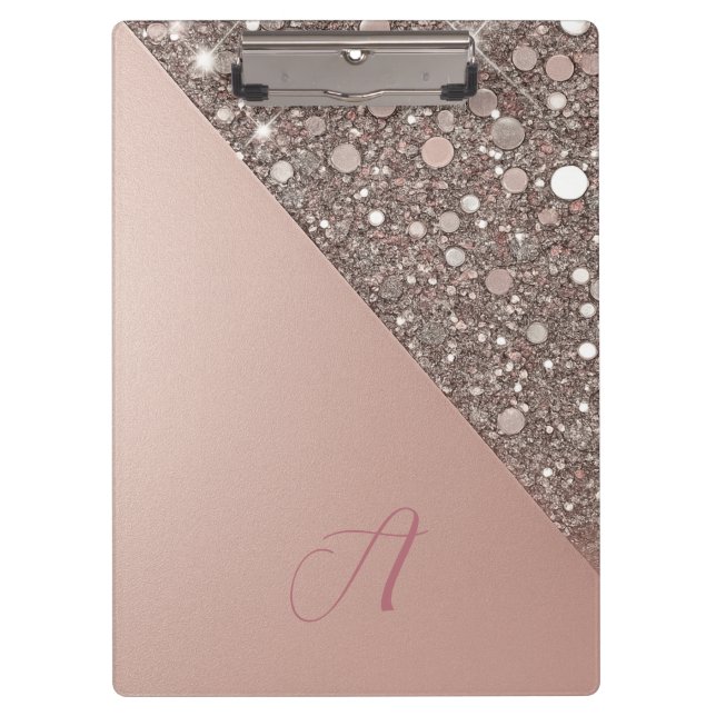 Porte-bloc Elegant Rose Gold Monogram Clipboard (Devant)