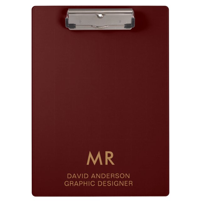 Porte-bloc élégant rouge et or Monogramme Logo (Devant)