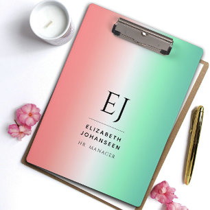 Porte-bloc Élégant rouge vert blanc dégradé Monogramme initia