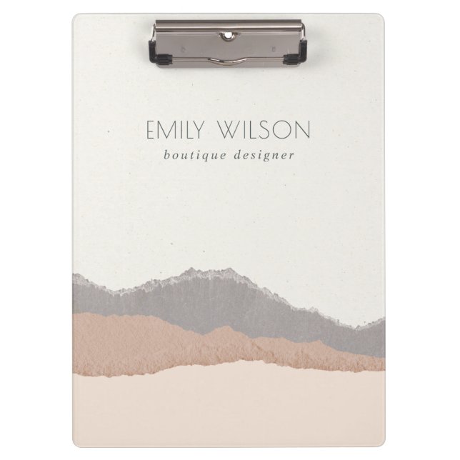 Porte-bloc Élégant Rustique Pastel Blush Kraft Mountain Wave (Devant)