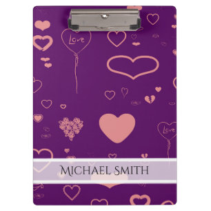 Porte-bloc Élégant violet moderne Motif de coeur #2