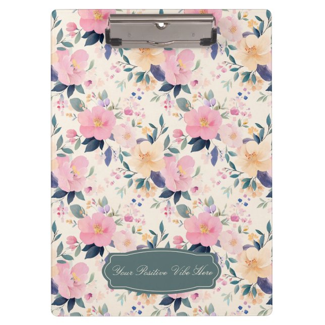 Porte-bloc Elégante aquarelle florale Blush & Bloom (Devant)