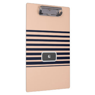 Porte-bloc Élégante bande de monogramme noir et rose