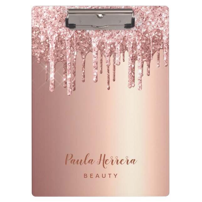 Porte-bloc Elégante élégante rose cuivre gouttes parties scin (Devant)