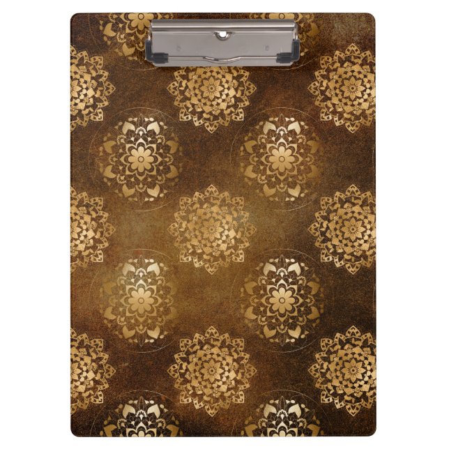 Porte-bloc Elégante Gold Foil et Black Indian Mandala (Devant)