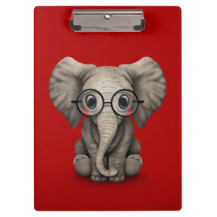 Porte-bloc Éléphant mignon de bébé avec des verres de lecture