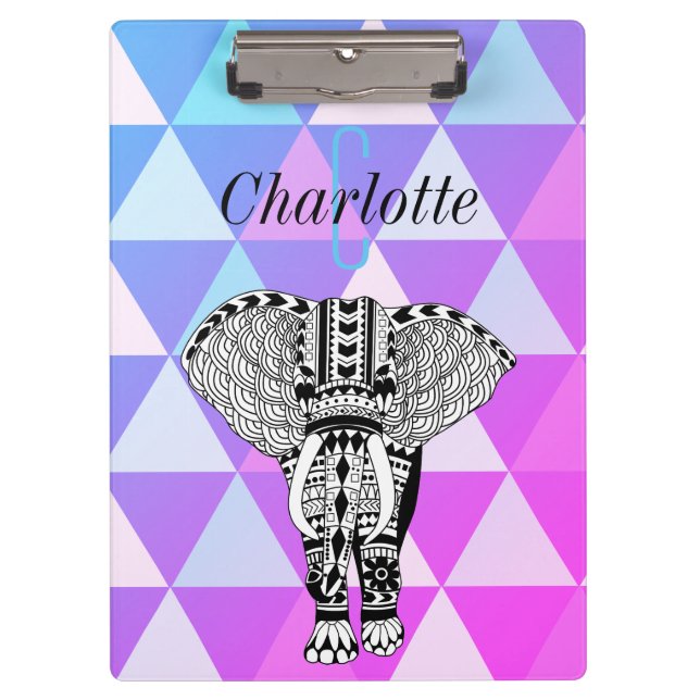 Porte-bloc Eléphant tribal géométrique chic Boho moderne (Devant)