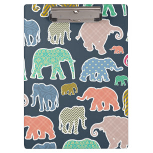 Porte-bloc Eléphants Colorés, Motif Des Eléphants, Zigzag