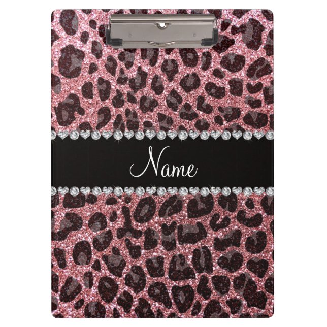 Porte-bloc Empreinte de léopard d'parties scintillant rose cl (Devant)