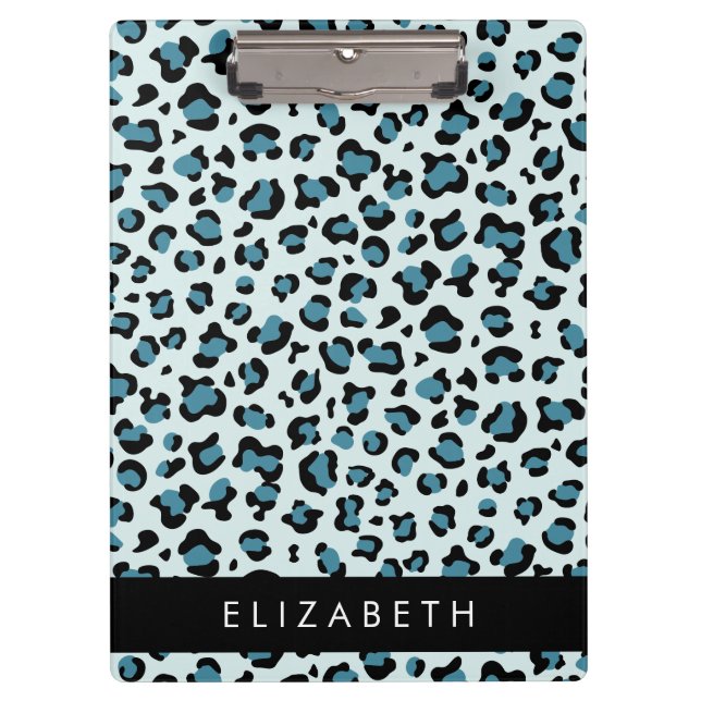Porte-bloc Empreinte de léopard, Spots, Leopard Bleu, Votre N (Devant)