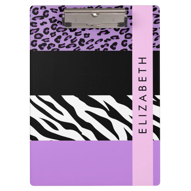 Porte-bloc Empreinte de léopard, Zebra Print, Purple, Votre n (Devant)