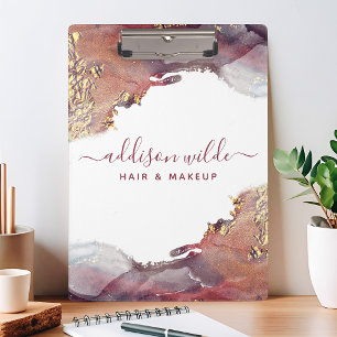 Porte-bloc Encre aquarelle liquide d'art moderne violet et or