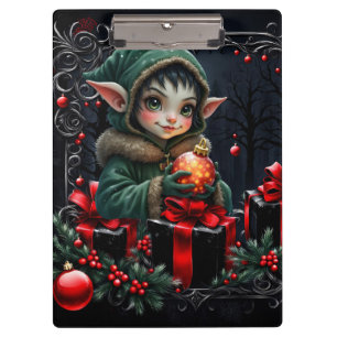 Porte-bloc Enfant Elfe mignon en manteau à capuchon vert