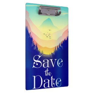 Porte-bloc Enregistrez La Date Vintage Monts Mystiques.