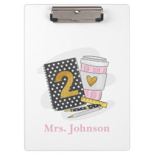 Porte-bloc Enseignant de deuxième année Black Preppy Carnet c