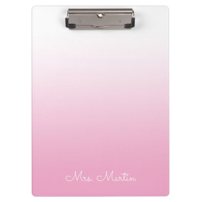 Porte-bloc Enseignant personnalisé de couleur rose clair (Devant)
