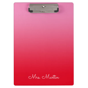 Porte-bloc Enseignant personnalisé rose et rouge